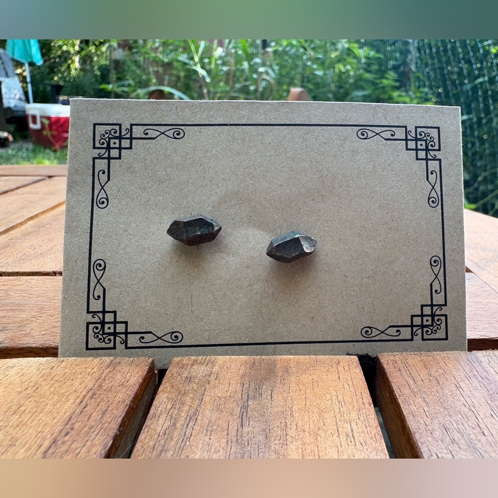 Vintage Brass Geometric Stud Earrings